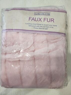 Faux Fur Throw Blanket - Blush Pink